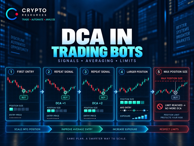 How DCA Works in Trading Bots: Repeat Signals, Averaging and Position Limits